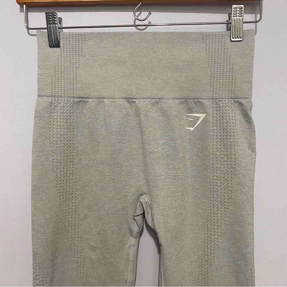 Gymshark Seamless Leggings S‎ Small Light Gray High Waist Textured Compression - Picture 2 of 12